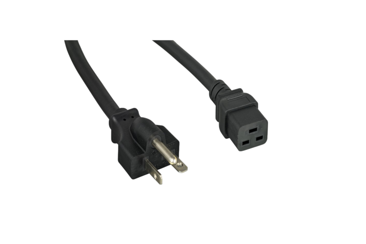 AC Power Cord, Black, NEMA 6-20P to C19, 20A, SJT, 6ft