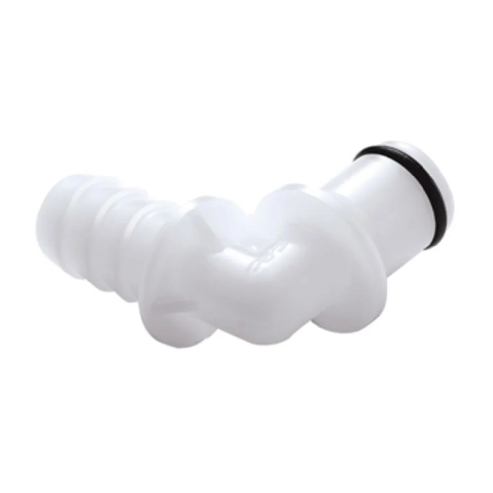 3/8 Hose Barb Valved Elbow Acetal Coupling Insert EPDM Seal — Box of 100