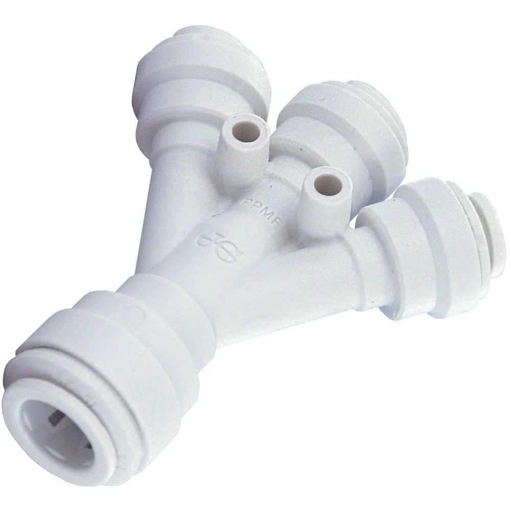 John Guest Three Way Divider Polypro - 3/8 Inlet x 1/4 Outlets — Box of 150