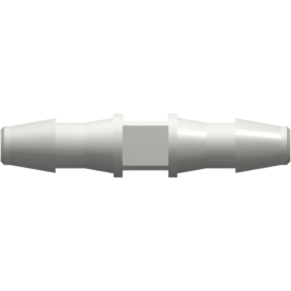 LinkTech Straight Through Tube Fitting with 200 Series Barbs, 1/8" (3.2 mm) ID Tubing, White Nylon — Single