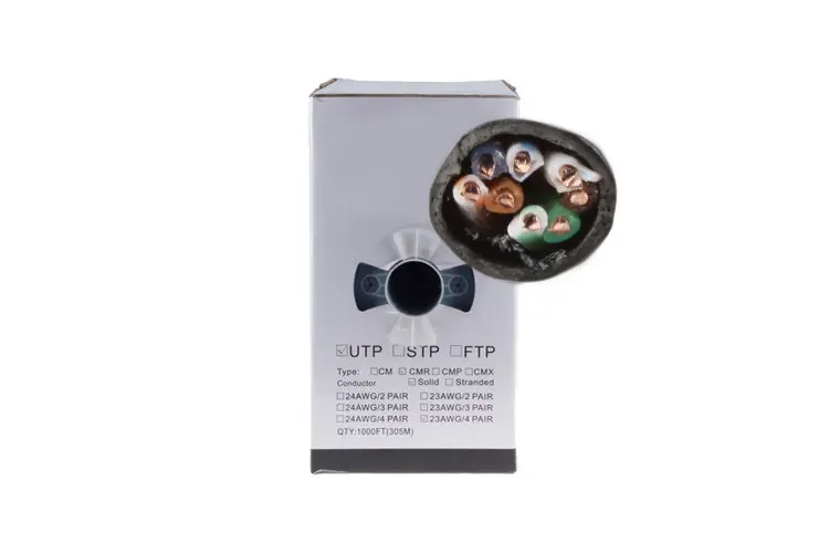 Cat6 Bulk Ethernet Cable, Unshielded, Solid, CMP, Pull Box, 1000 ft, 550 Mhz, Black