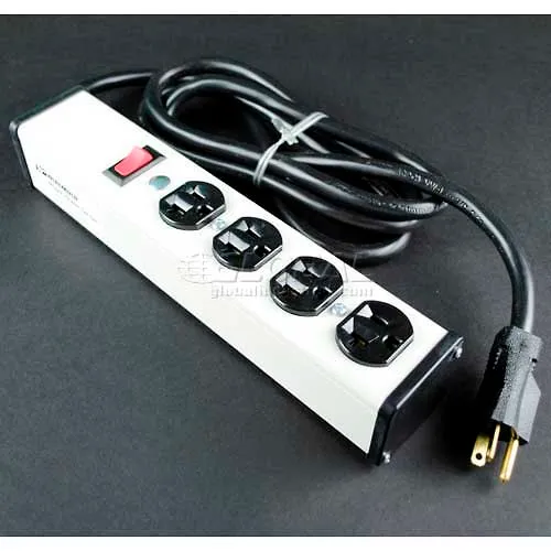 Wiremold Power Strip W/Lighted Switch, 4 Outlets, 20A, 15' Cord
