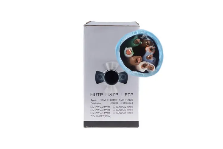 Cat5e Bulk Ethernet Cable, Unshielded, Solid, CMP, Pull Box, 1000 ft, 350 Mhz, Blue