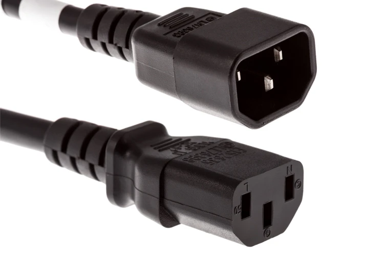 AC Power Cord, C14 to C13, 18 AWG, 1ft, Black