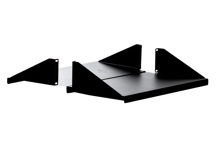 19in Rack Mount Shelf, CPU Shelf, Black, 2 Piece Shelf