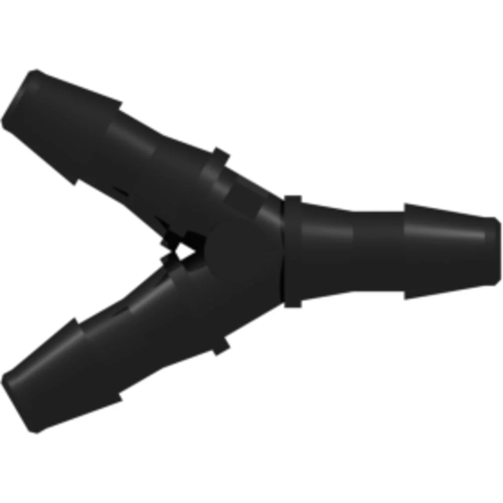 LinkTech Y Tube Fitting with 200 Series Barbs, 1/8" (3.2 mm) ID Tubing, Black Nylon — Single