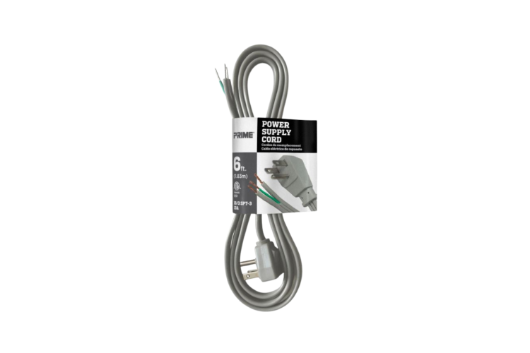 6Ft Garbage Disposal Power Cord, 16/3 SPT-3 Wire, Right Angle Grounded Plug, 13A/125V – ETL Listed, Gray