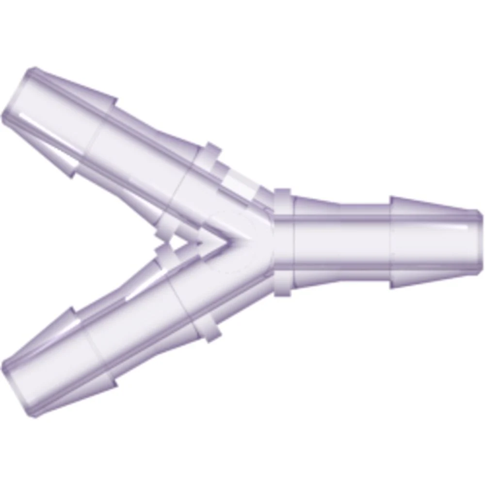 LinkTech Y Tube Fitting with 200 Series Barbs, 1/8" (3.2 mm) ID Tubing, Rad. Stable Polycarbonate — Bag of 5000