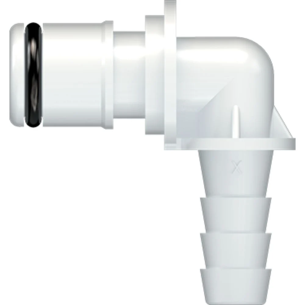 LinkTech 50AC Series Elbow Male, Non-valved, 1/4" HB, Natural Acetal, Buna N — Single