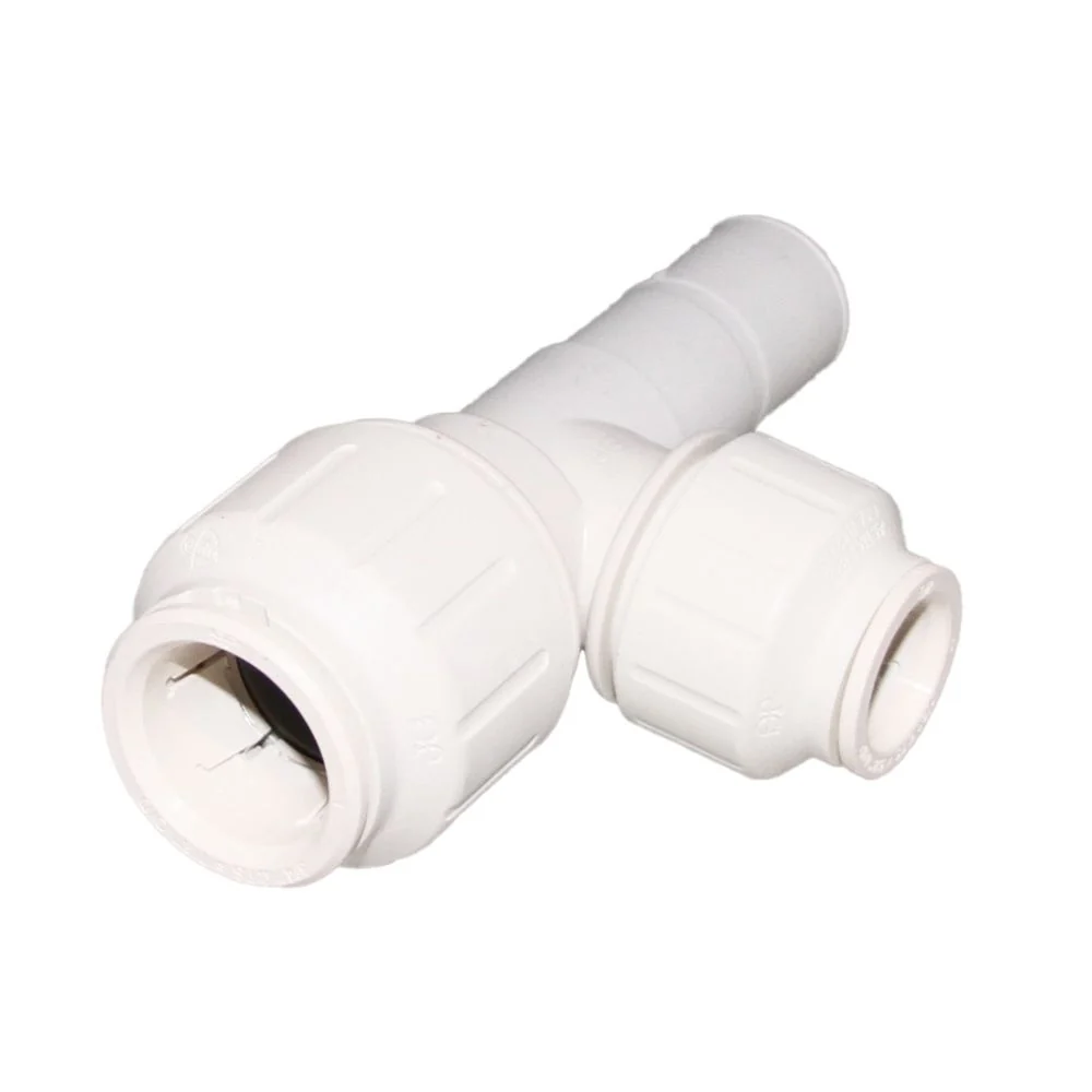 John Guest Stackable Stem Tee - 3/4 CTS x 3/4 CTS Stem x 1/2 CTS Branch — Bag of 5