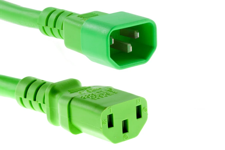 AC Power Cord, C14 to C13, 14 AWG, 6ft, Green