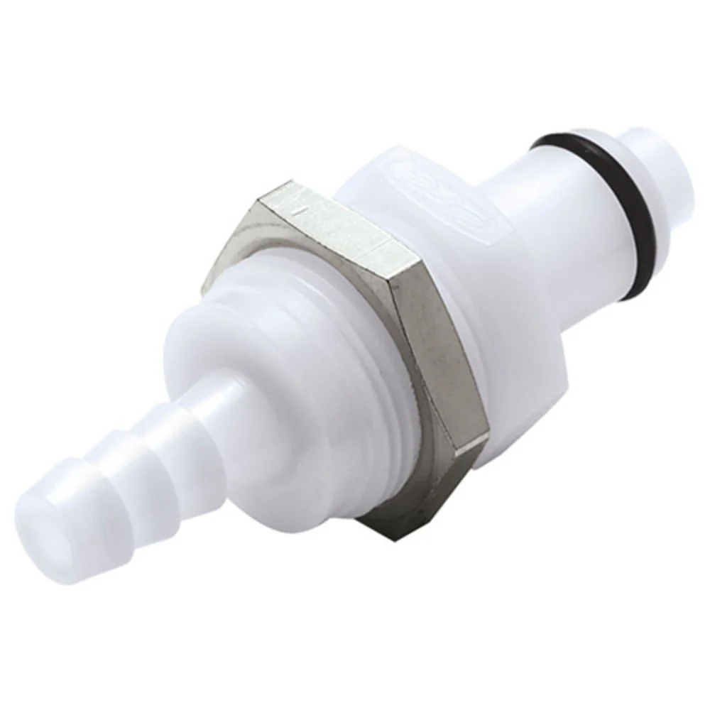 PLCD42004 Valved Panel Mount Hose Barb Coupling Insert 1/4 ID Barb — Bag of 25