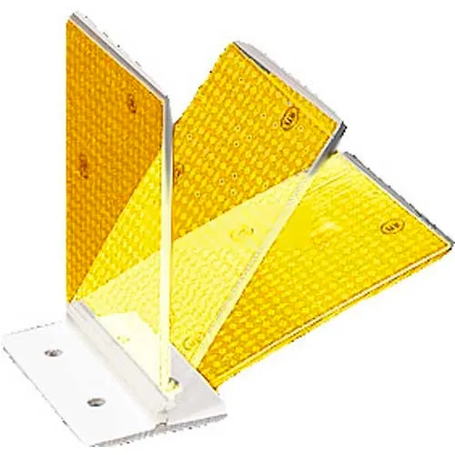 Plastic Concrete Barrier Mount Reflector, 3" X 4", Flex Hinge, 2-Sided, Yellow - Pkg Qty 50