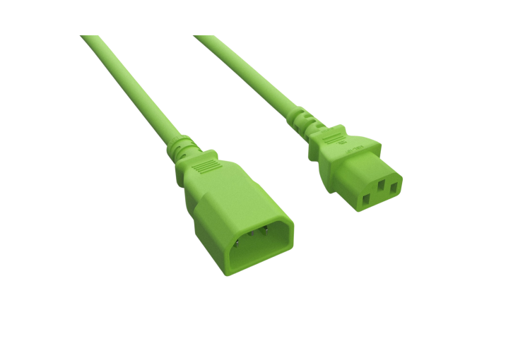 Power Cord, C13 toC14, 3 ft, 14AWG, Green