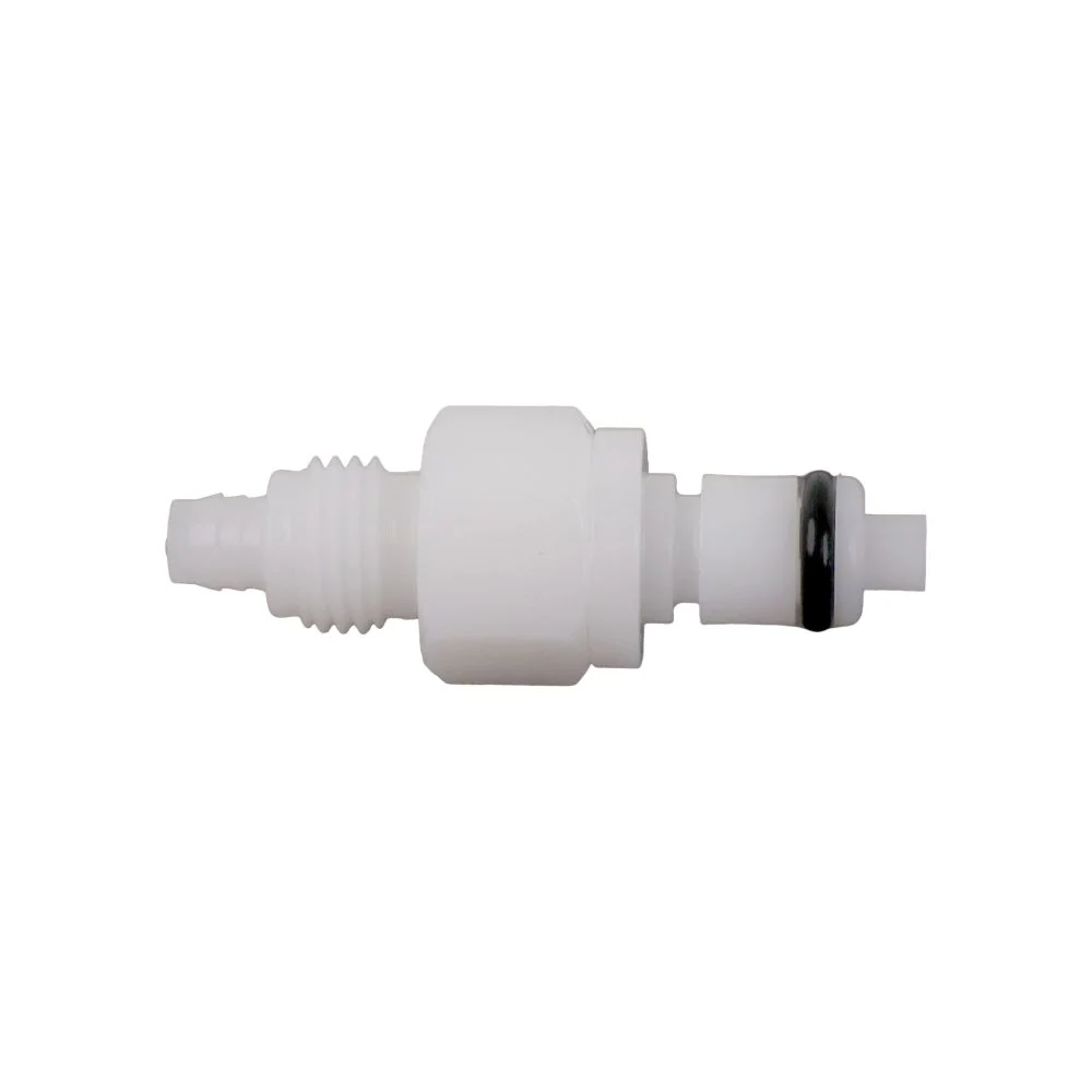 LinkTech 20AC Series Straight Male, Valved, 1/4" PTF, Natural Acetal, Buna N — Box of 1000