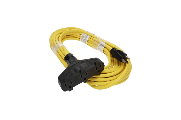50Ft 3-Outlet Power Extension Cord SJTW 14/3 Yellow