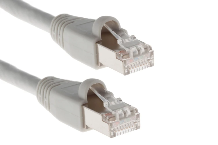 Cat6A Shielded Ethernet Patch Cable, Half-moon Boot, 2 ft, Gray