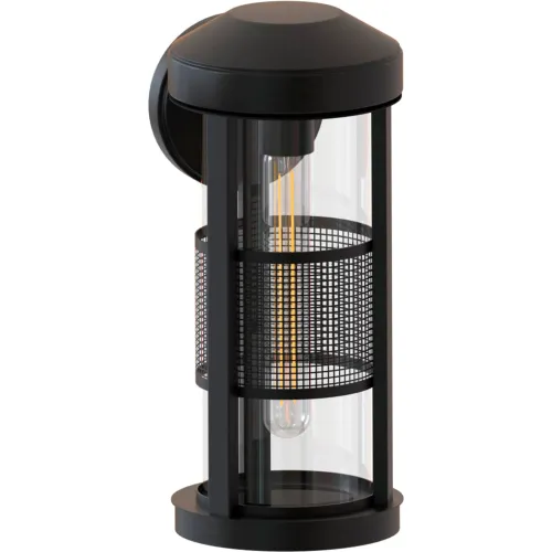 Ambiate Erma Lantern Style Outdoor Wall Sconce Light Fixture, E26 Medium Base, 40W, Black