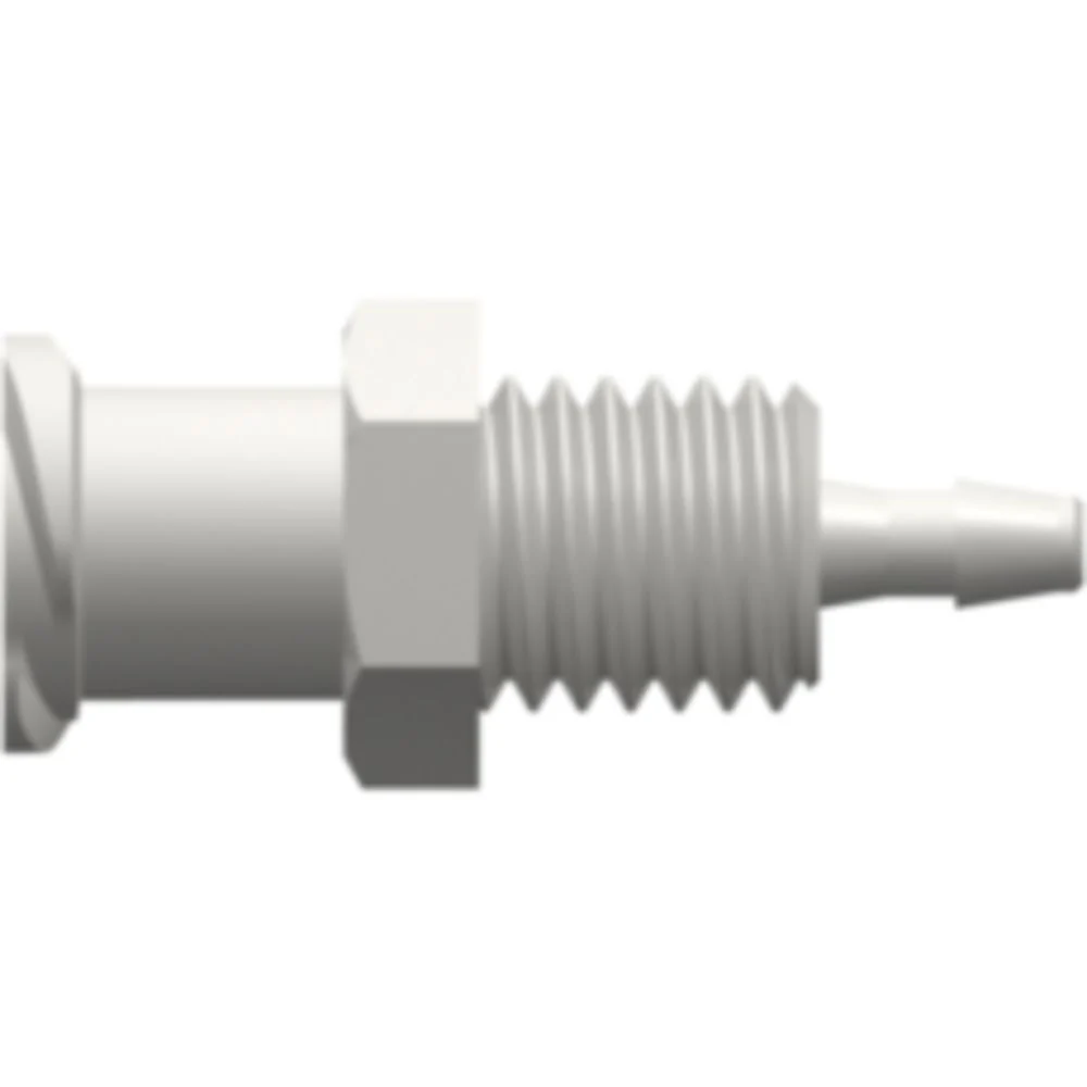 LinkTech Female Luer Thread Style Panel Mount 1/4-28 UNF to 200 Series Barb, 1/16" (1.6 mm) ID Tubing, White — Box of 10000