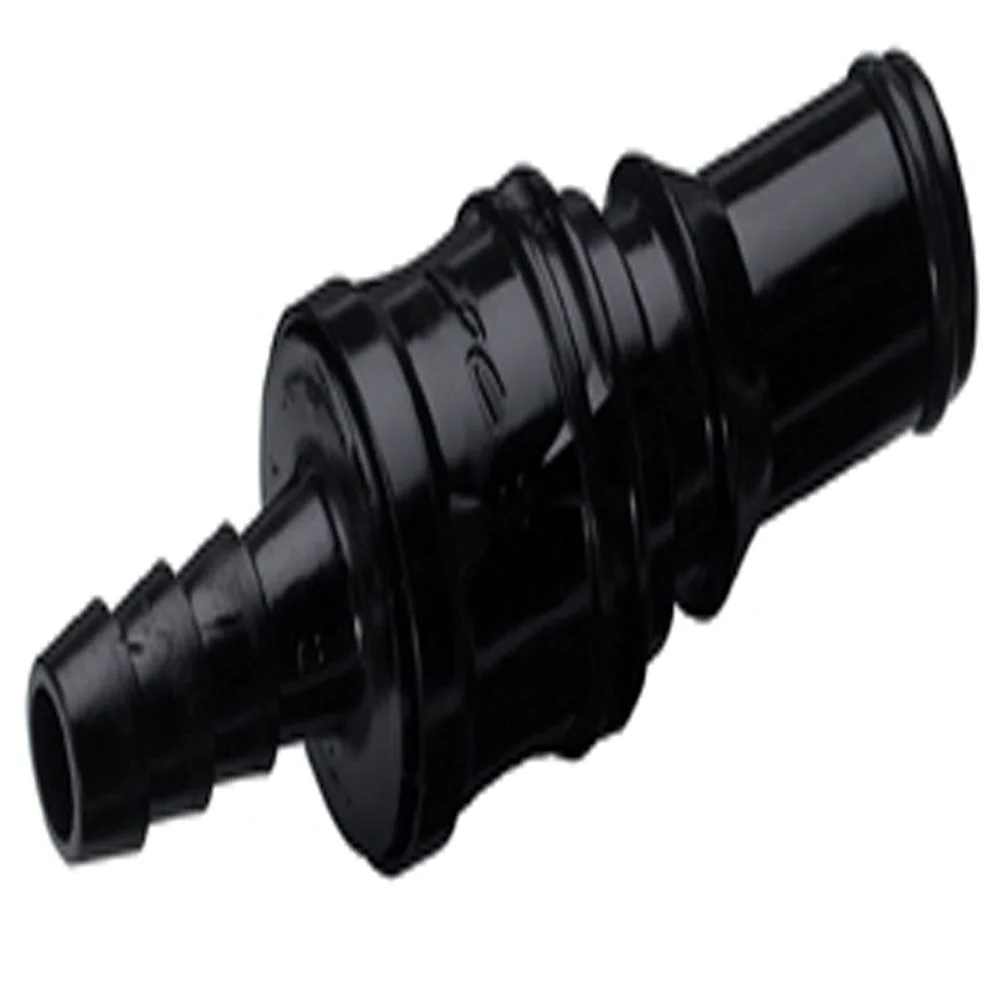 BACD22006MBLK Valved In-Line Hose Barb Coupling Insert Molded Black 3/8 ID Barb — Bag of 25