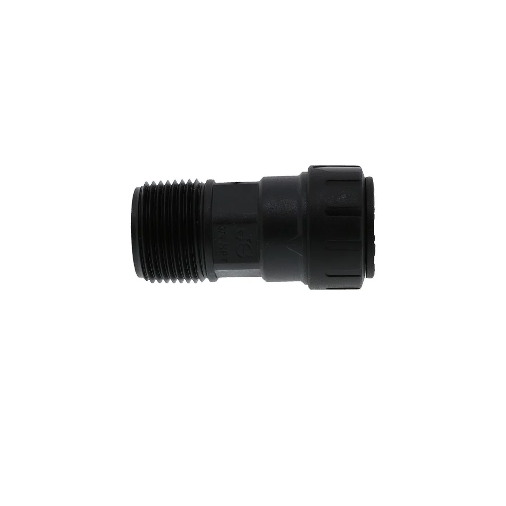 John Guest Black Male Connector - 1/2 CTS x 3/4 NPT — Box of 60