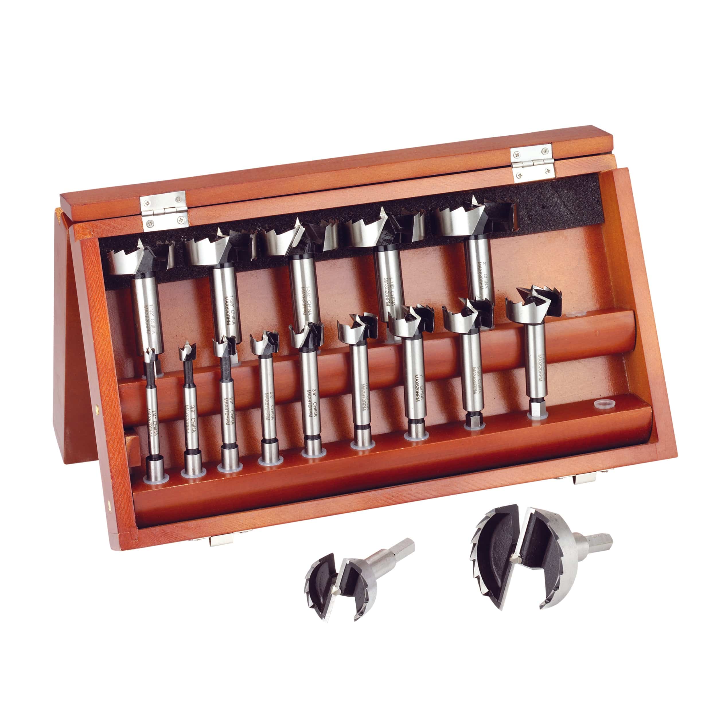 Forstner Bit Set - High-Carbon Steel - Imperial - 16 Piece