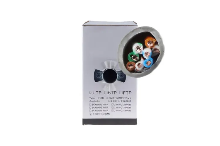 Cat5e Bulk Ethernet Cable, Unshielded, Solid, CMR, Pull Box, 1000 ft, 350 Mhz, Gray