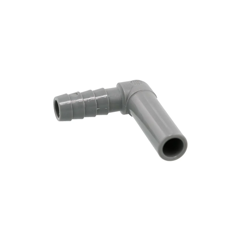 John Guest Stem Elbow Barb Connector - 3/8 OD Stem x 5/16 ID Barb — Single