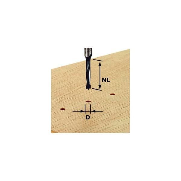 Dowel Drill Router Bit for Hardwood - 8 mm SH 53.5 mm OL — 5 mm / 30 mm
