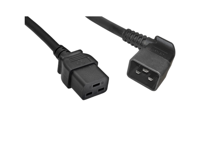 AC Power Cord, C19 to C20 Right Angle, 12AWG, 6ft, Black