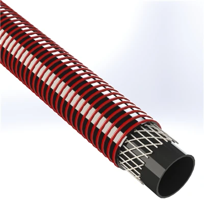 SPVC-TD150-3.0-100 by Texcel | SIGMA-TD150™ Series | Heavy-Duty Tank Drop Hose | 3" Hose ID | 150 PSI | 29 in/Hg Vacuum Rated | Black w/ Red Spiral Yarn — Exact Length (FT)