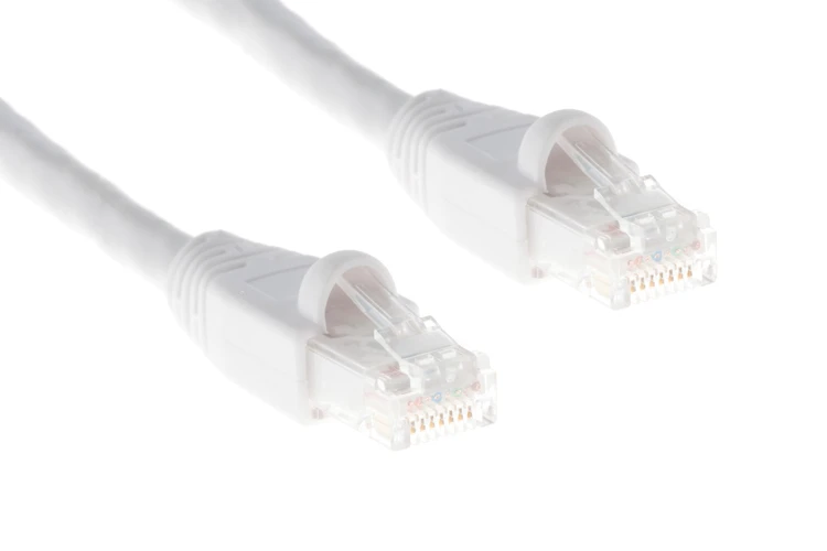 Cat6A Shielded Ethernet Patch Cable, Half-moon Boot, 7 ft, White