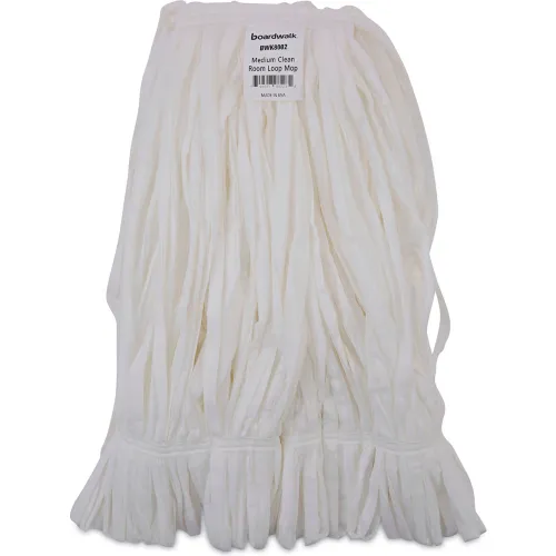 Boardwalk® Mop Head, Looped, Enviro Clean With Tailband, Medium, White, 12/case