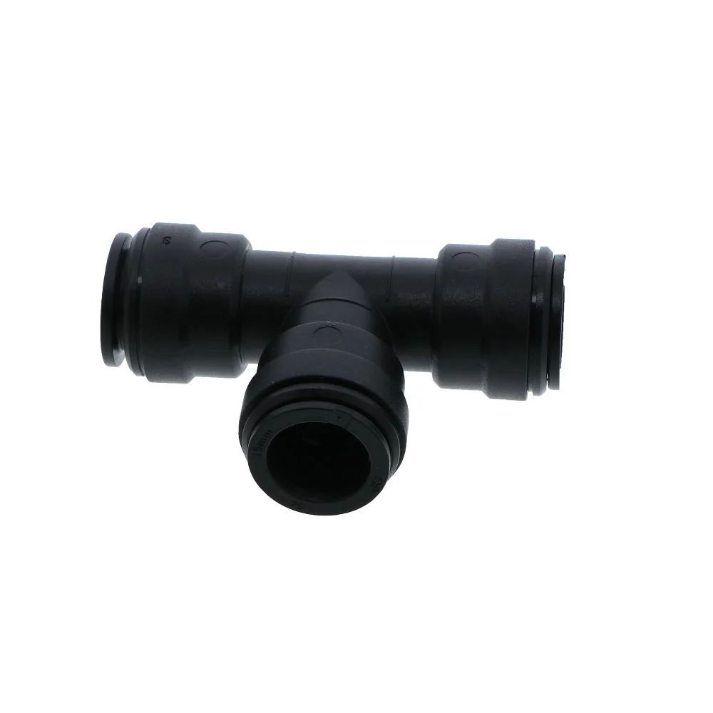 John Guest Union Tee BLACK ACETAL - 15mm — Box of 50