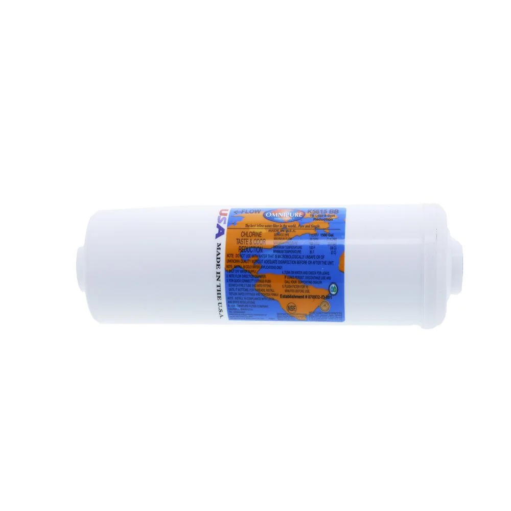 Omnipure Inline K5615-KK 1 mic CTO/Lead/Cyst/VOC - 12" x 2.5" Filter - 3/8" Quick Connect — 100-Pack