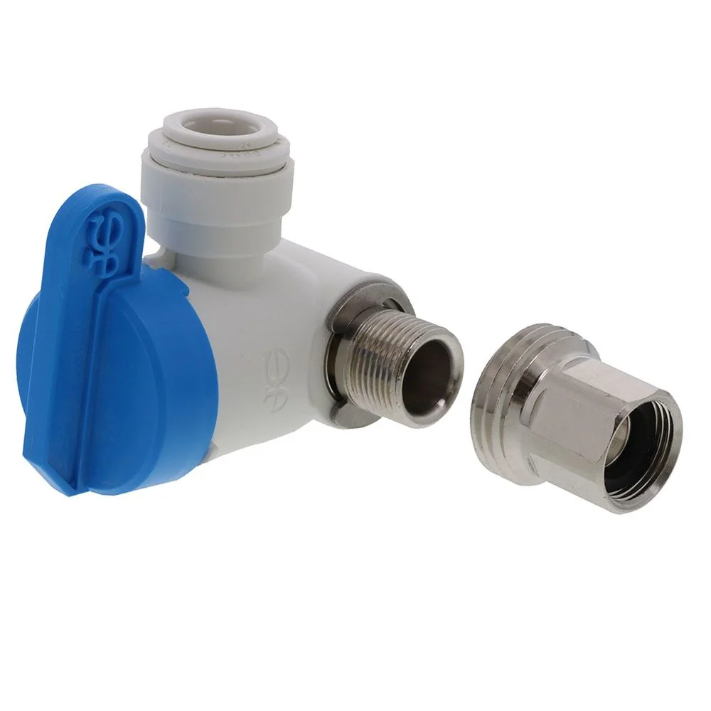 John Guest Conversion Thread Angle Stop Adapter Valve Lead-Free - 1/2 x 3/8 x 3/8 — Single