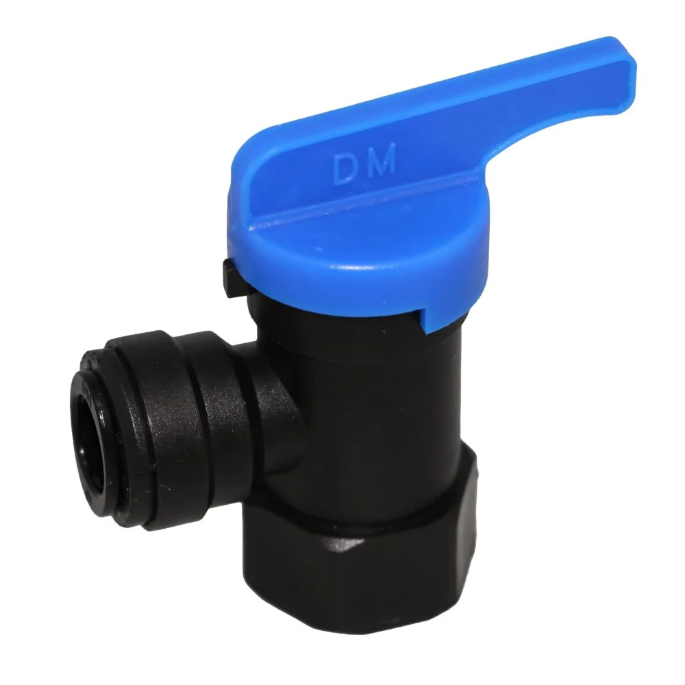 NeoFit - Acetal Black Tank Valve Female Elbow 1/4" FPT x 1/2" tube — Box of 60