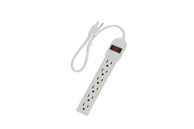1.5 Ft 6-Outlet Surge Protector 14AWG/3 15A, 90J White