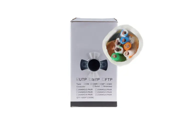Cat5e Bulk Ethernet Cable, Unshielded, Solid, CMR, Pull Box, 1000 ft, 350 Mhz, White