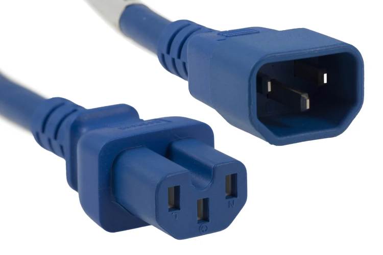 AC Power Cord, C14 to C15, 14 AWG, 8ft, Blue