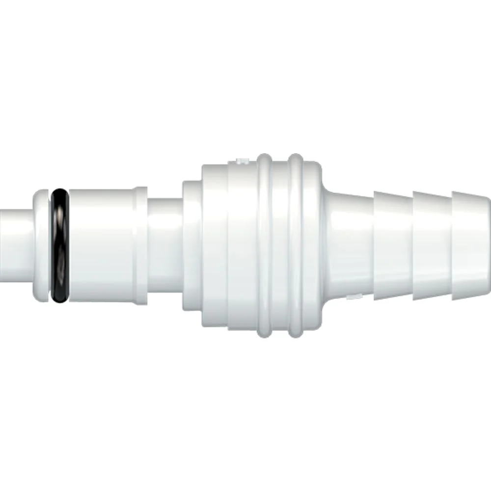 LinkTech 50AC Series Straight Male, Valved, 3/8" HB, Natural Acetal, Buna N — Box of 1000