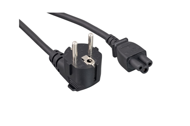 AC Power Cord, European, CEE 7/7 Right Angle to C5, 6ft, Black