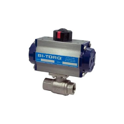 BI-TORQ 2" 2-Pc SS NPT Ball Valve W/Spring Ret. Pneum. Actuator