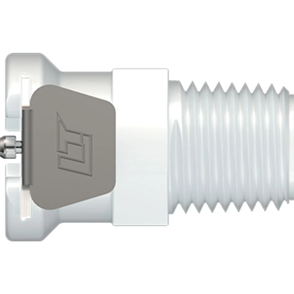 LinkTech 40AC Series Male Thread Female, Non-valved, 1/4" MNPT, Natural Acetal — Bag of 100