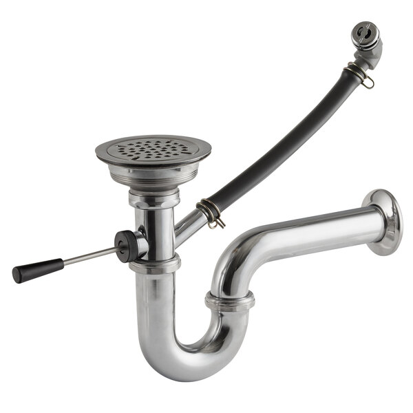 Advance Tabco K-26 Lever Handle Waste Valve with Overflow Assembly for Hand Sinks with a 3 1/2" Sink Opening