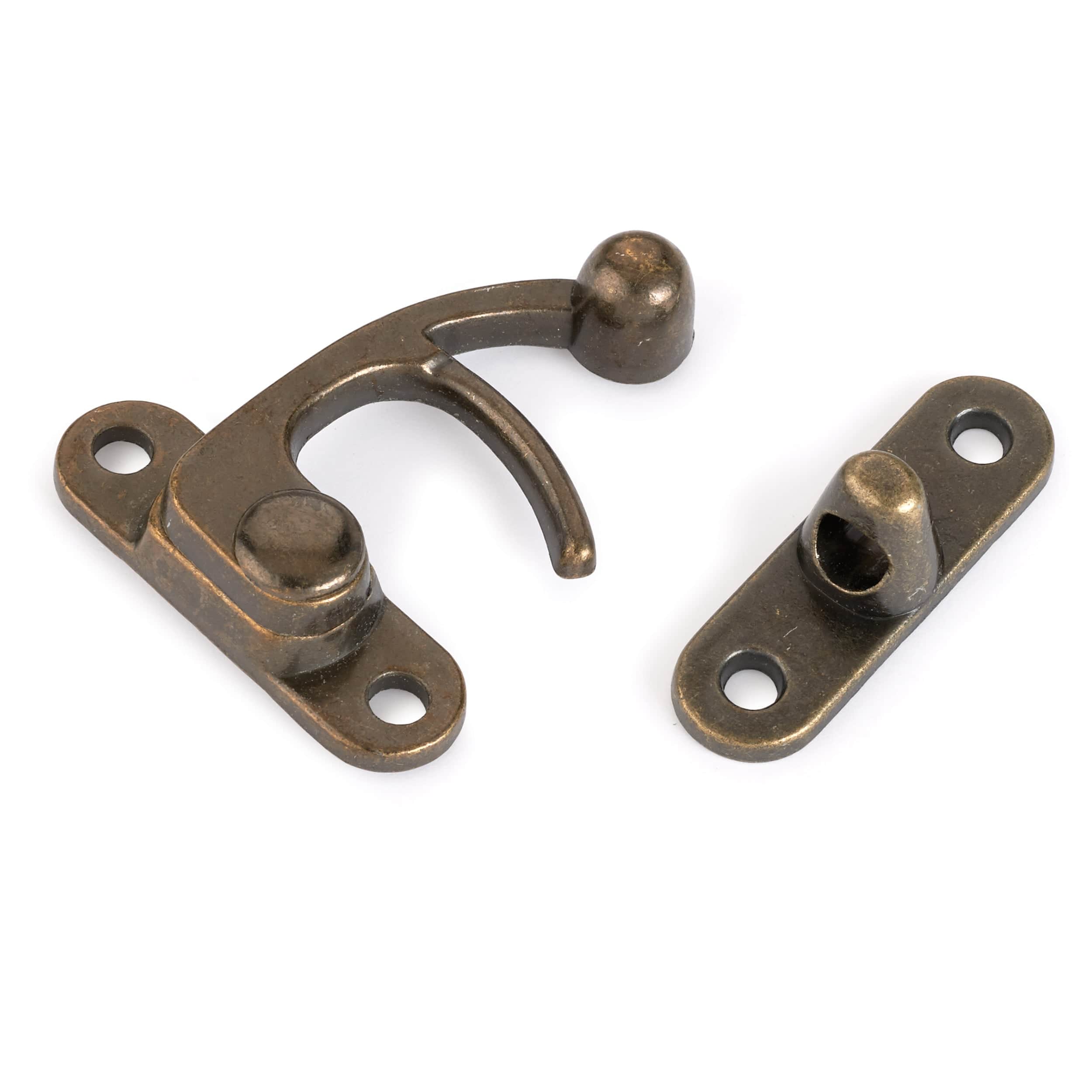 Hook Latch with Screws - Large - Antique Brass