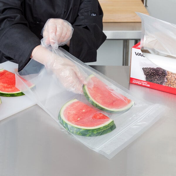 ARY VacMaster 948503 11 1/2" x 14" Full Mesh Gallon Size Vacuum Packaging Bag with Zipper 3 Mil - 30/Box