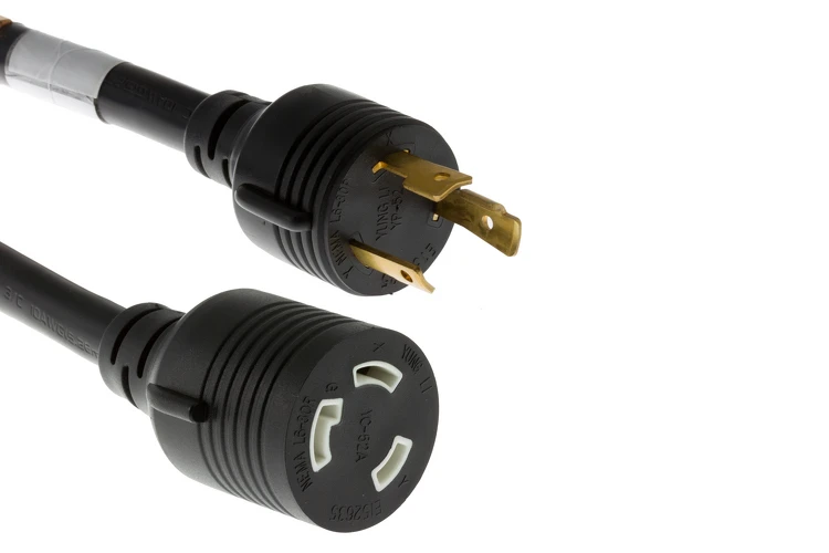 AC Power Cord, L6-30P to L6-30R, 10 AWG, 10ft