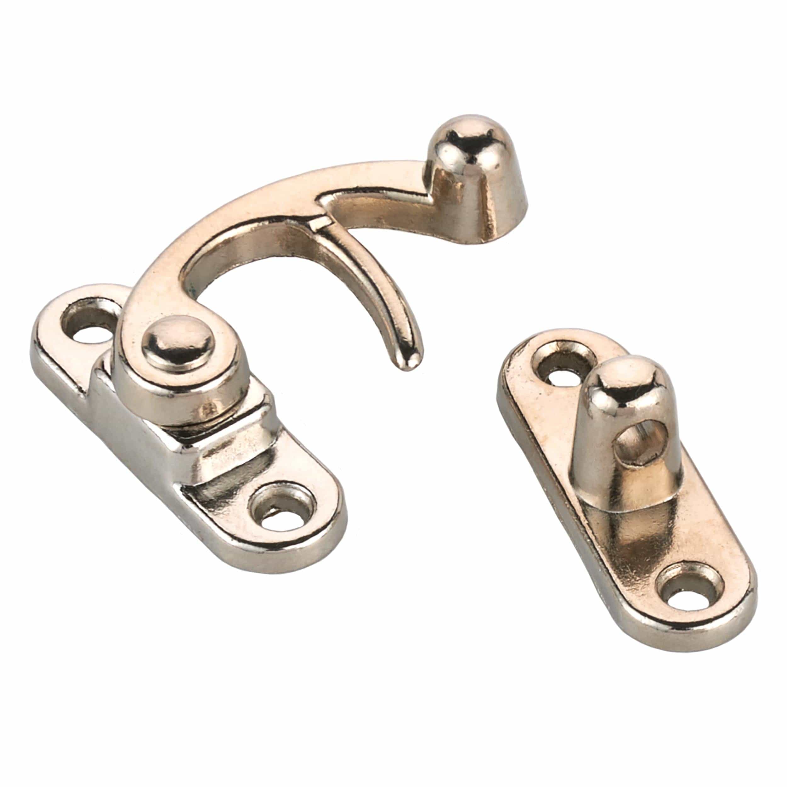 Hook Latch with Screws - Small - Nickel Finish
