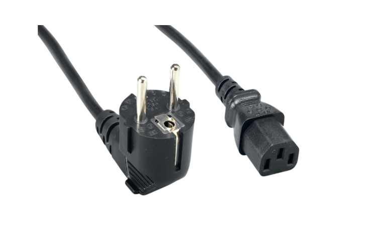 AC Power Cord, European, CEE 7/7 Right Angle to C13, 18AWG, 6ft, Black